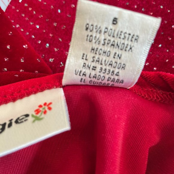 Energie Girls Red Faux Velvet Sparkle Pullover Top with Flare Arms Girls Size 6 - Picture 4 of 7